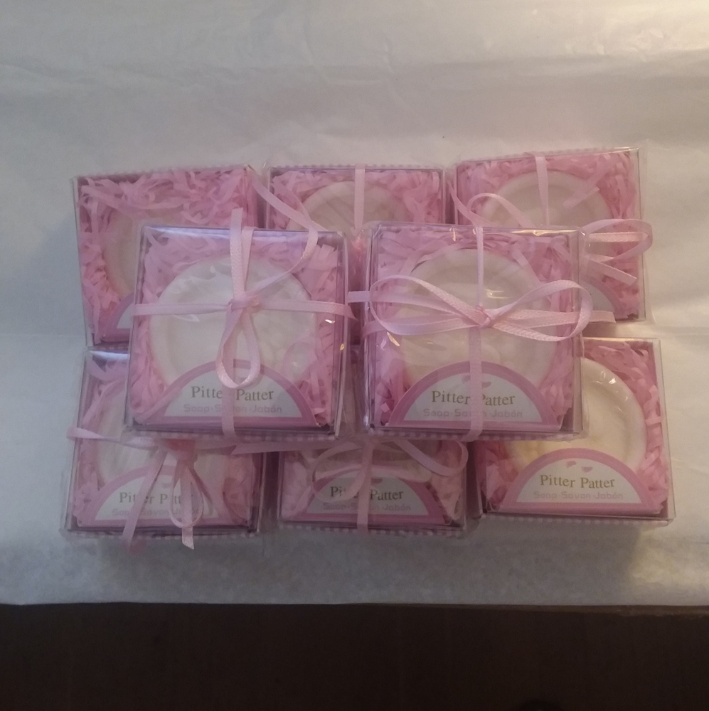 NWOT Set of 8 Pitter Patter Baby Feet Soap "Thank you for celebrating   with us"